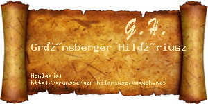 Grünsberger Hiláriusz névjegykártya